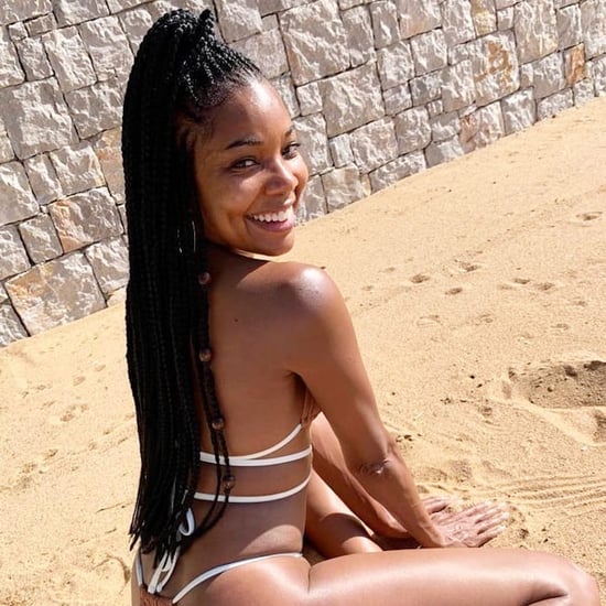 Gabrielle Union's Brown Solid & Striped Bikini in Greece