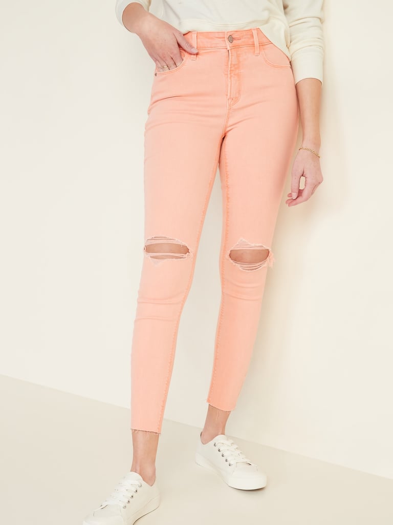 Old Navy High-Waisted Distressed Rockstar Pop-Colour Super Skinny Jeans 