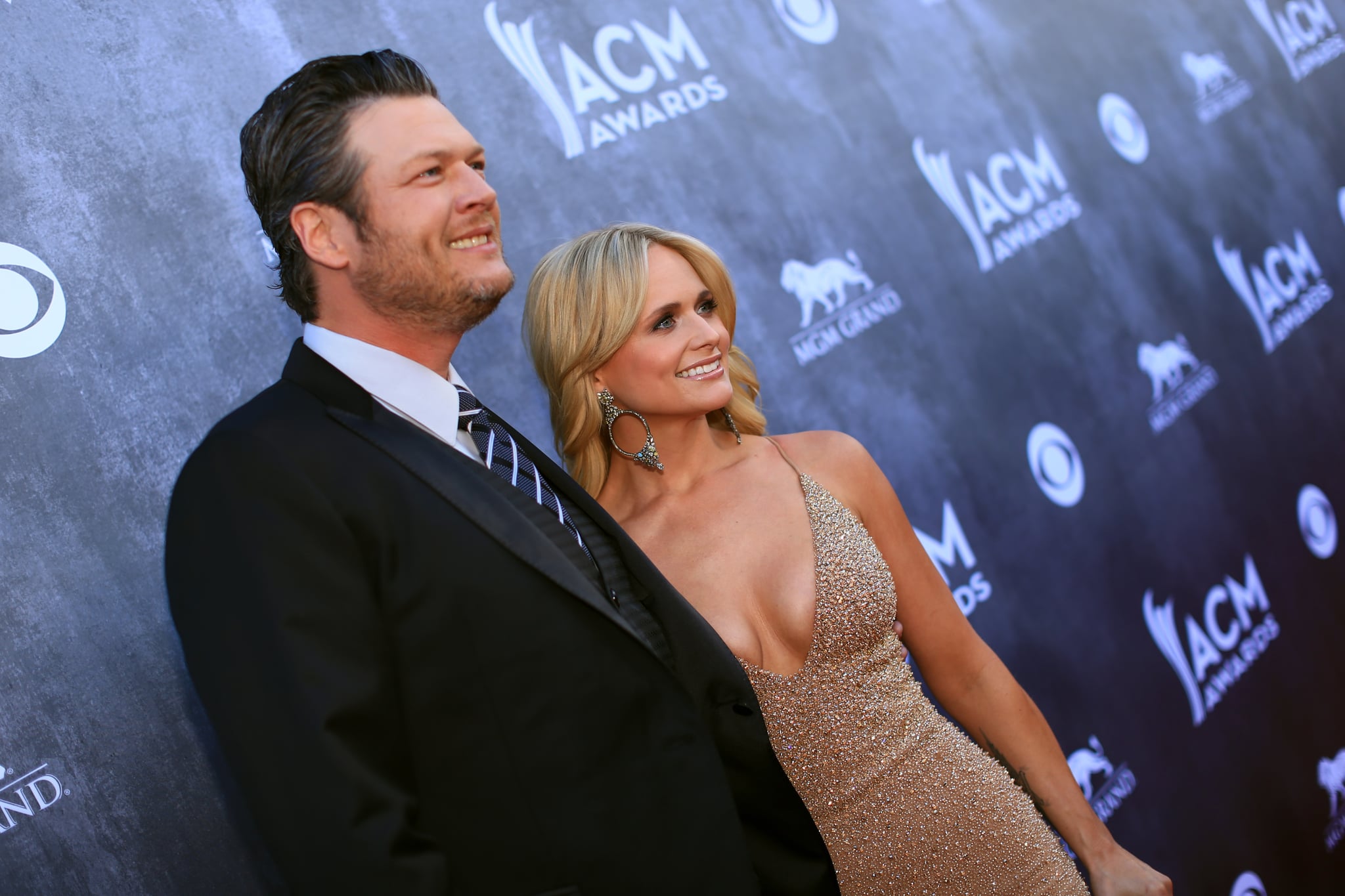 LAS VEGAS, NV - APRIL 06:  Recording artists Blake Shelton (L) and Miranda Lambert attend the 49th Annual Academy of Country Music Awards at the MGM Grand Garden Arena on April 6, 2014 in Las Vegas, Nevada.  (Photo by Christopher Polk/ACMA2014/Getty Images for ACM)