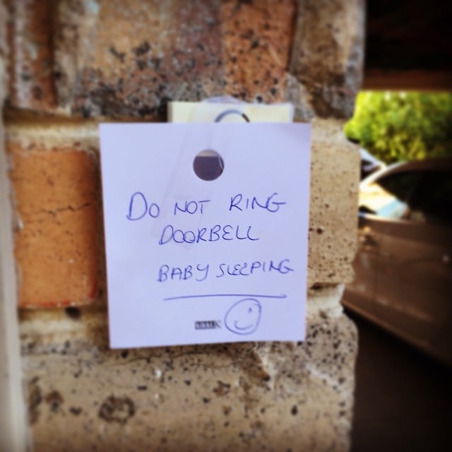 Doorbell Notes Warning of Sleeping Babies
