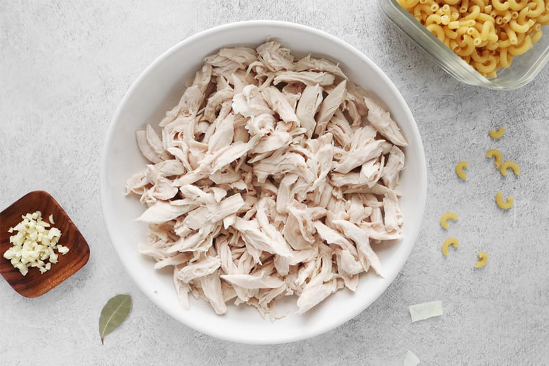 Shredded chicken on a white plate