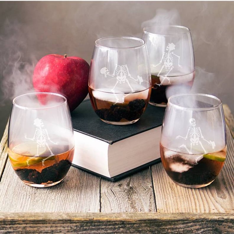 Cathy's Concepts Skeletons Stemless Wine Glasses