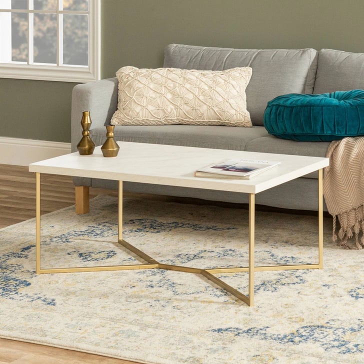 Saracina Home Glam Mid Century Modern Y Leg Rectangle Coffee Table