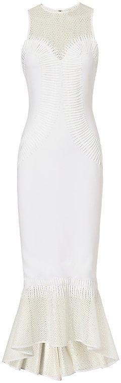 Jonathan Simkhai Contoured Mesh Trumpet Hem Dress: White ($945)