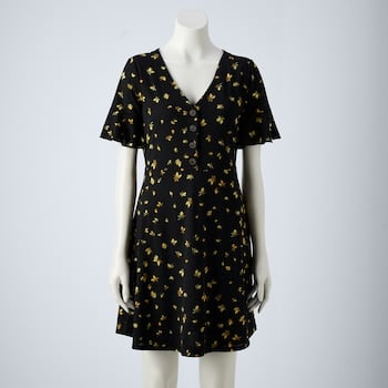 LC Lauren Conrad Button Front Fit & Flare Dress