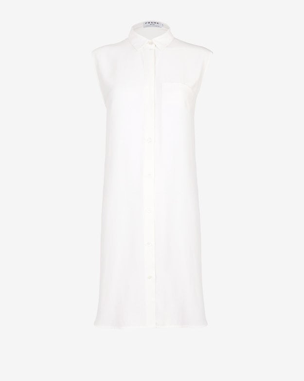 FRAME Sleeveless Button Down Dress: White ($288)