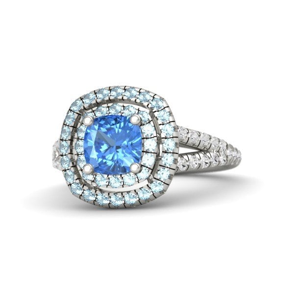 Cushion-Cut Blue Topaz Ring