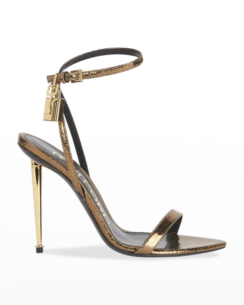 Tom Ford Metallic Lizard-Print Lock High-Heel Sandals | Rihanna's 2000s ...