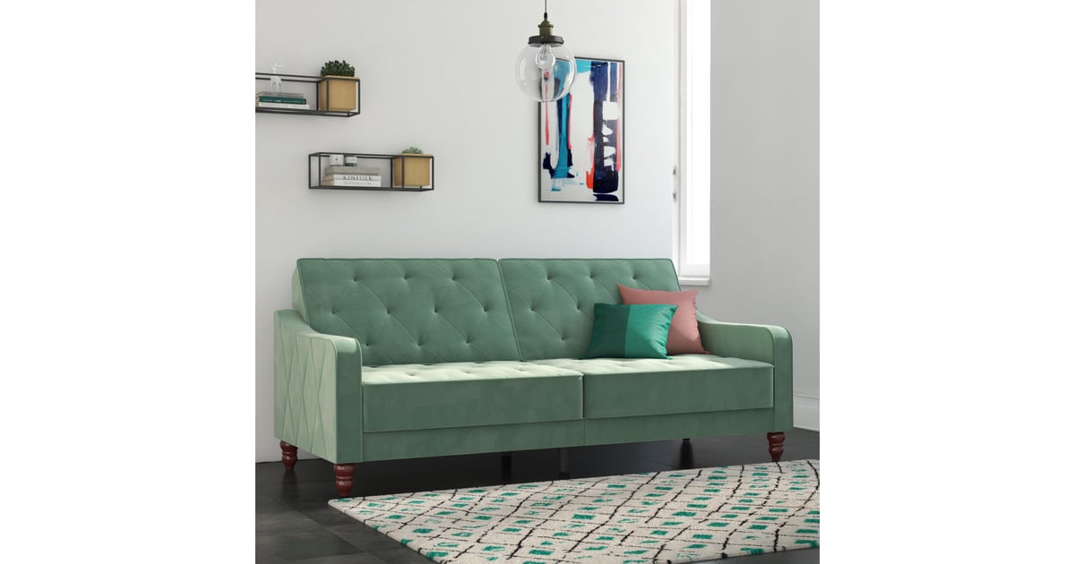 Novogratz Vintage Tufted Velvet Split Back Futon Best Cheap