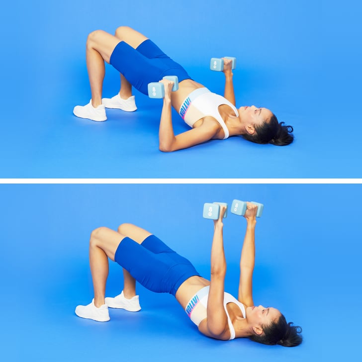 Circuit 1, Exercise 3 Bridge With Chest Press Circuit Workout With Weights POPSUGAR Fitness