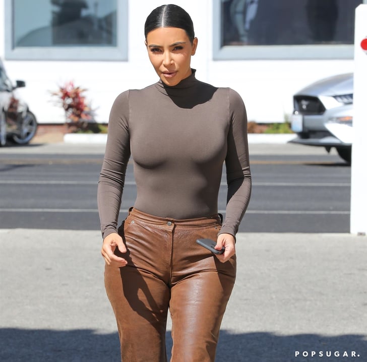 Kim Kardashian's Leather Trousers Look Perfectly Vintage