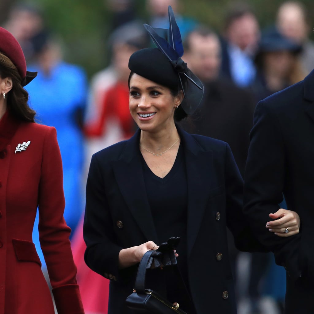 Meghan Markle in a Victoria Beckham Blouse and Leather Pants