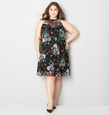 Avenue Floral Mesh A Line Dress