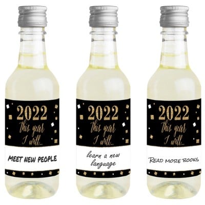 Big Dot of Happiness New Year's Eve Mini Wine & Champagne Bottle Label