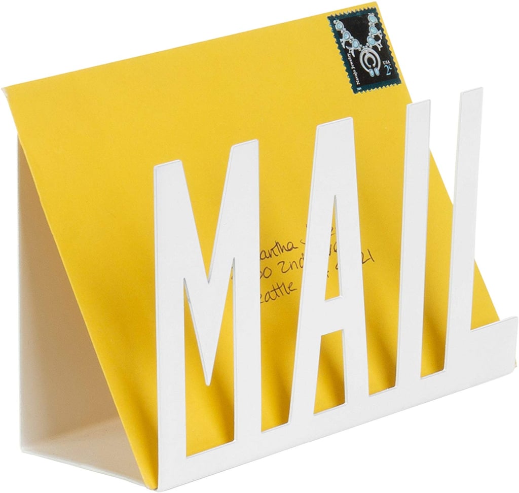 MyGift White Metal Desktop Cutout Mail Letter Holder