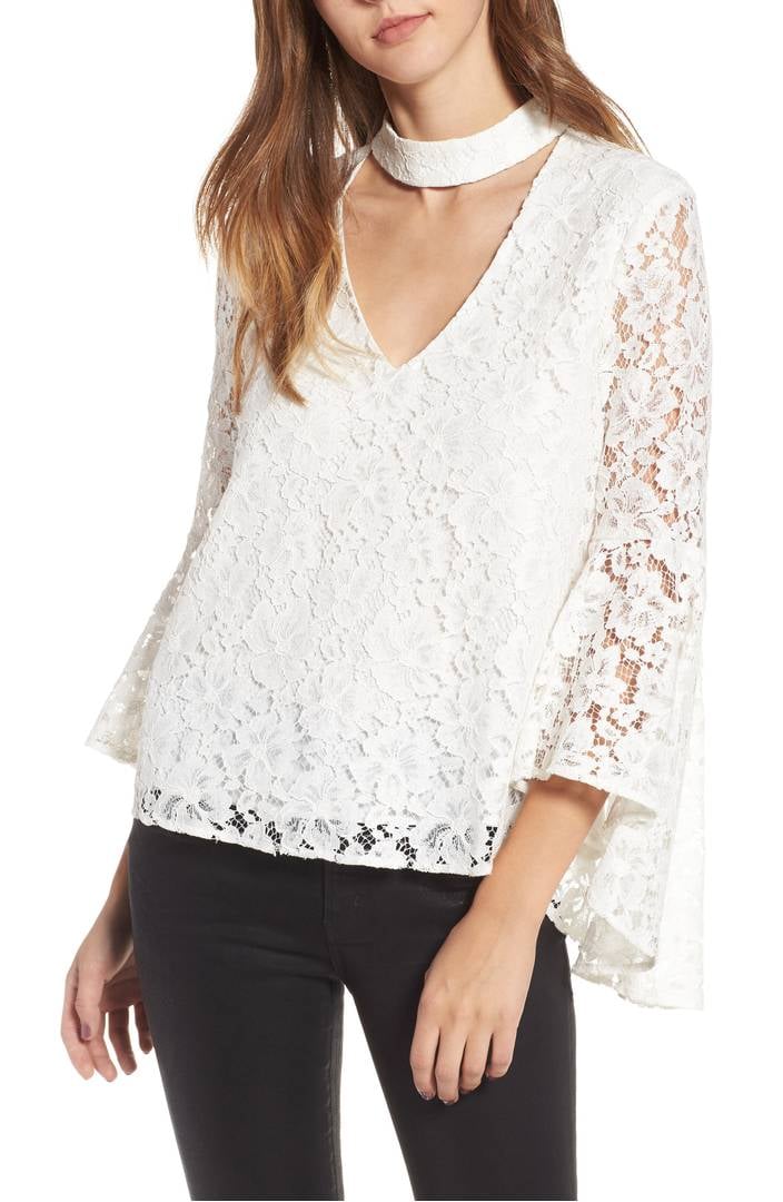 WAYF Ryan Lace Choker Bell Sleeve Top