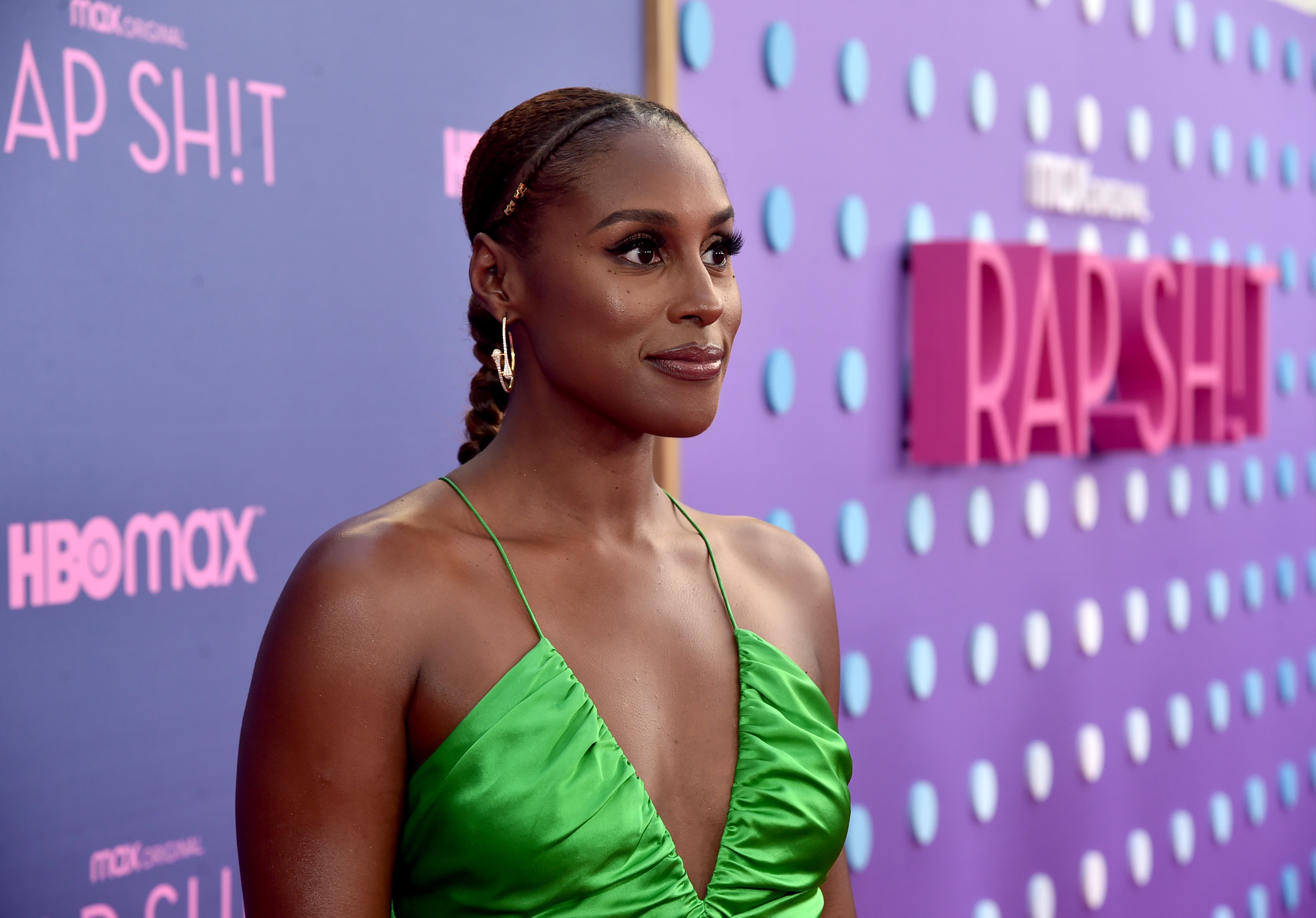 Issa Rae's Metallic Green Minidress at the Rap Sh!t Premiere | PS Fashion