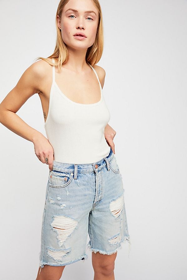 Free People Heartbreaker Long Jean Shorts