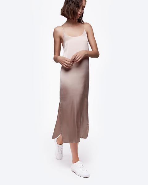 Satin Cross-Back Slip Dress