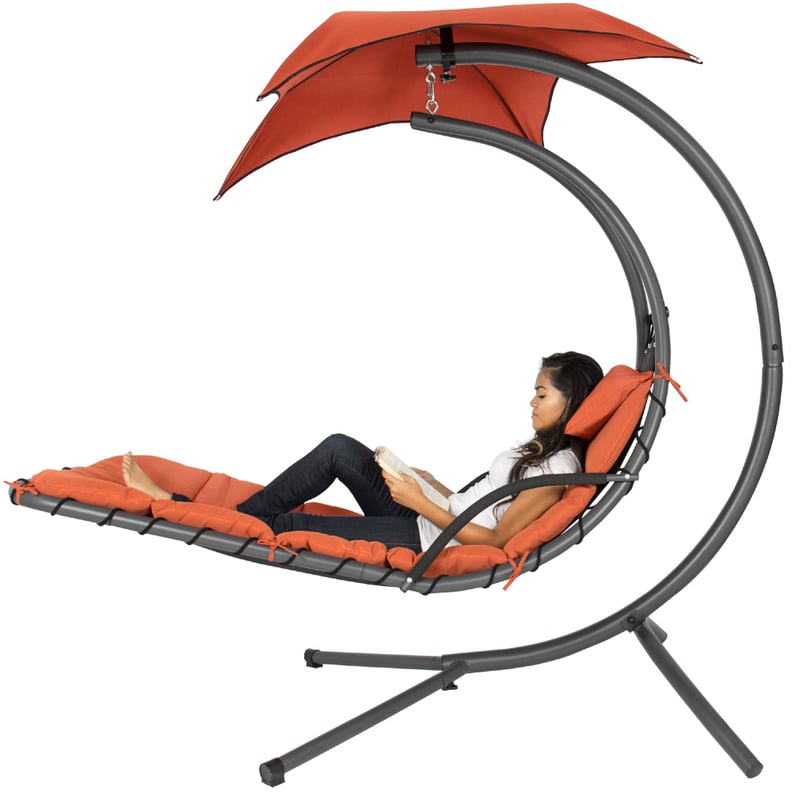 Best Choice Products Outdoor Hanging Curved Steel Chaise Lounge Chair