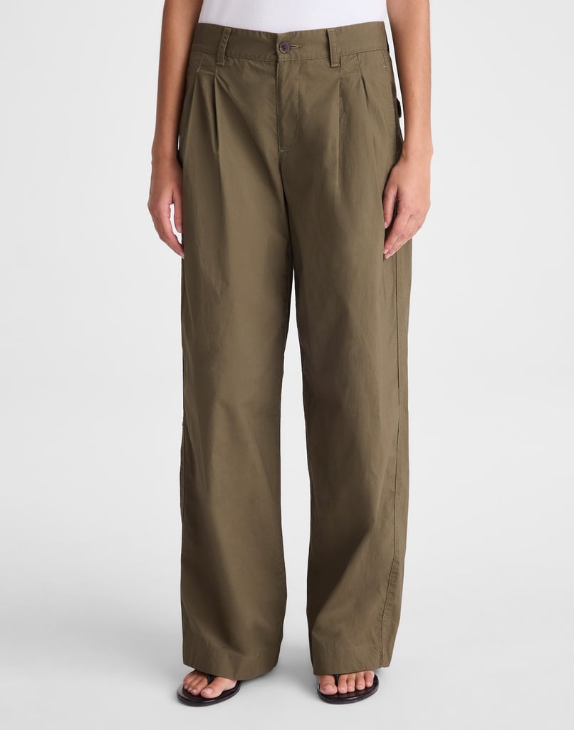 Madewell The Everyday Trouser in Poplin ($74, originally $98)
Level up your traditional trouser with this relaxed design. The pleated details and pockets make it super easy to dress these pants up or down, depending on the occasion. Plus, there is something undoubtedly cool about the perfect olive green fabric.