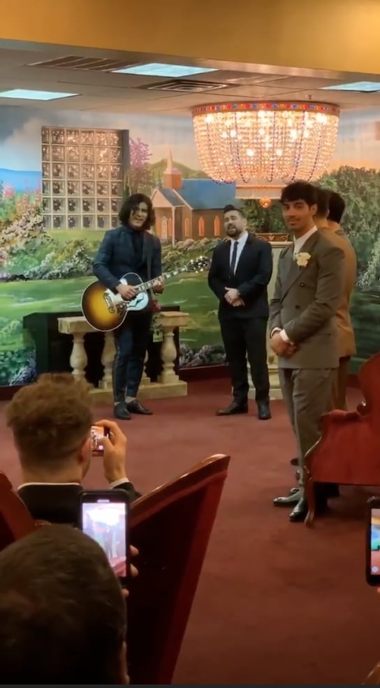 Dan and Shay Performed as Joe Jonas Waited in a Grey Suit For His Bride