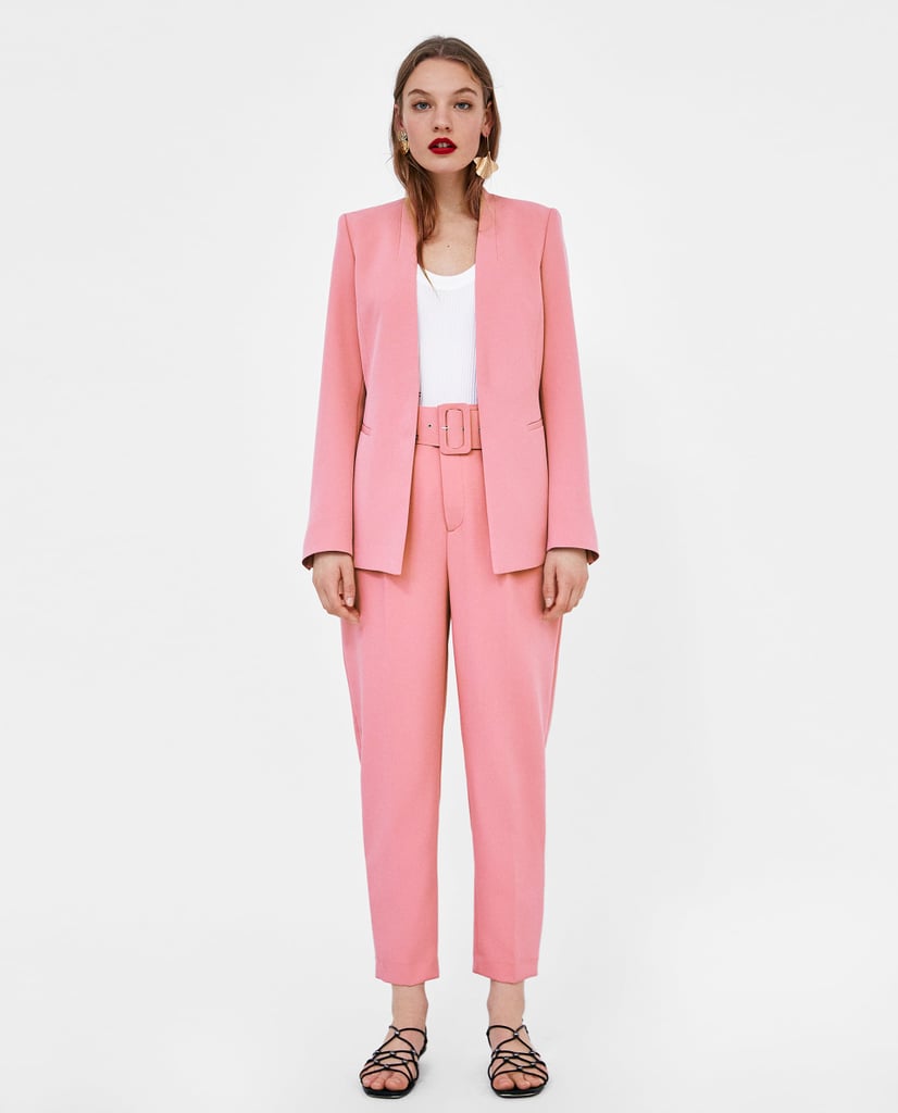 Red 2 piece set women business suits blazer with pants