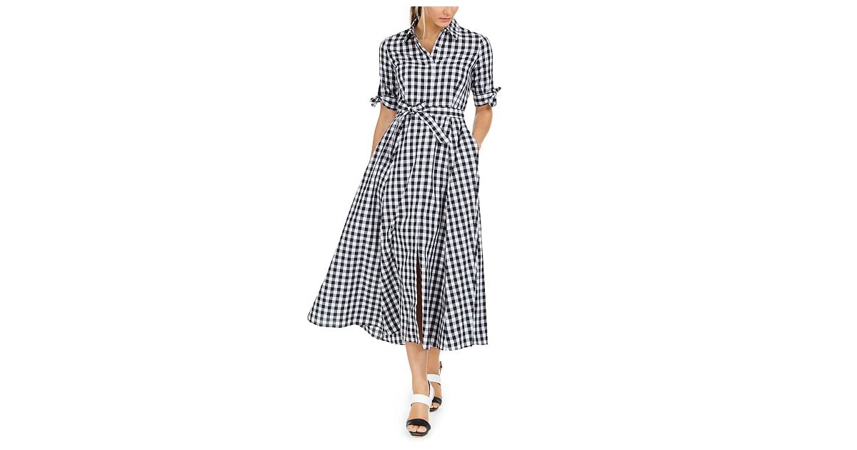Anne klein gingham midi dress on sale