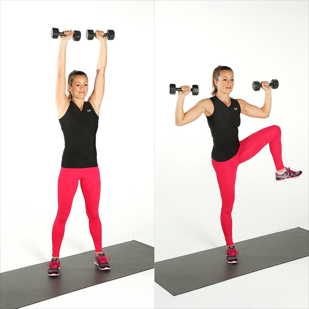 Shoulder Press And Side Crunch | 19 Exercises To Help You Say Bye-Bye To Boring Crunches | Popsugar Fitness Photo 5