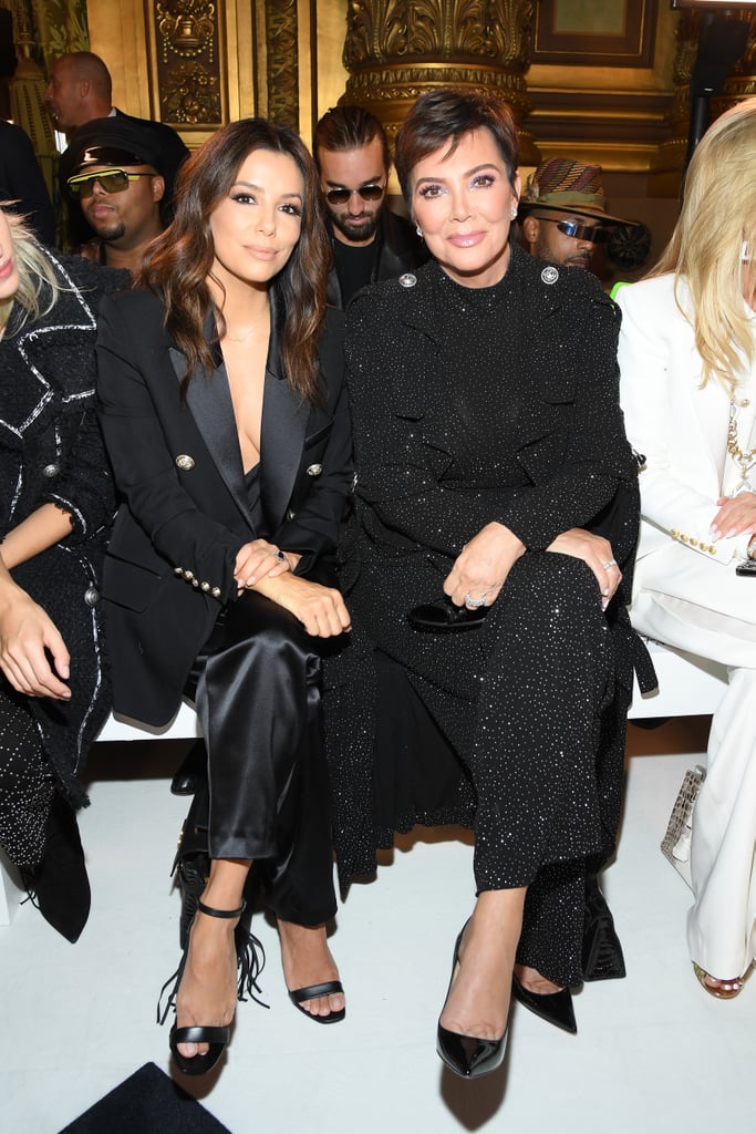 Eva Longoria and Kris Jenner at the Balmain Paris Fashion Week Show