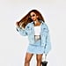 Beyoncé Wearing Denim Miniskirt and Jacket With Chanel Bag