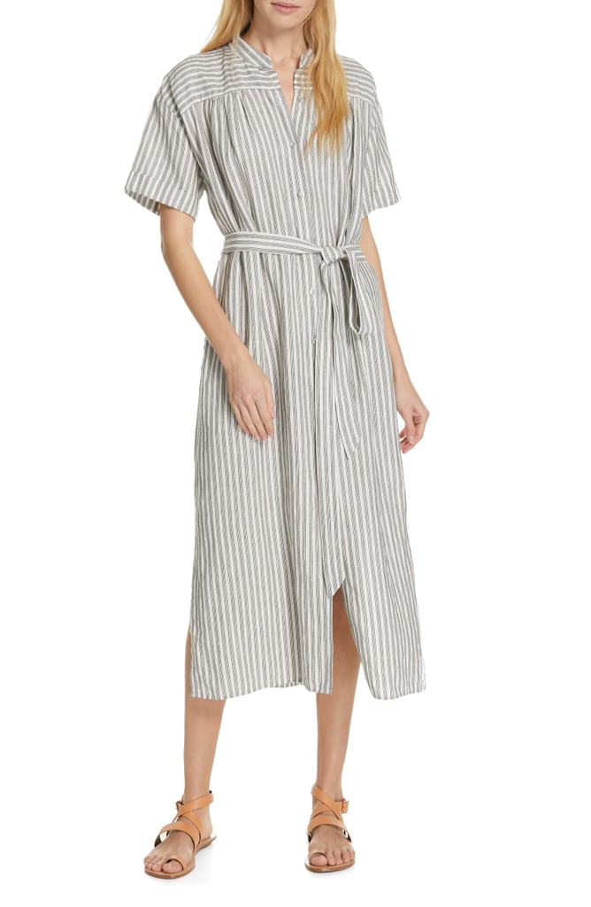 Frame Belted Linen Midi Dress