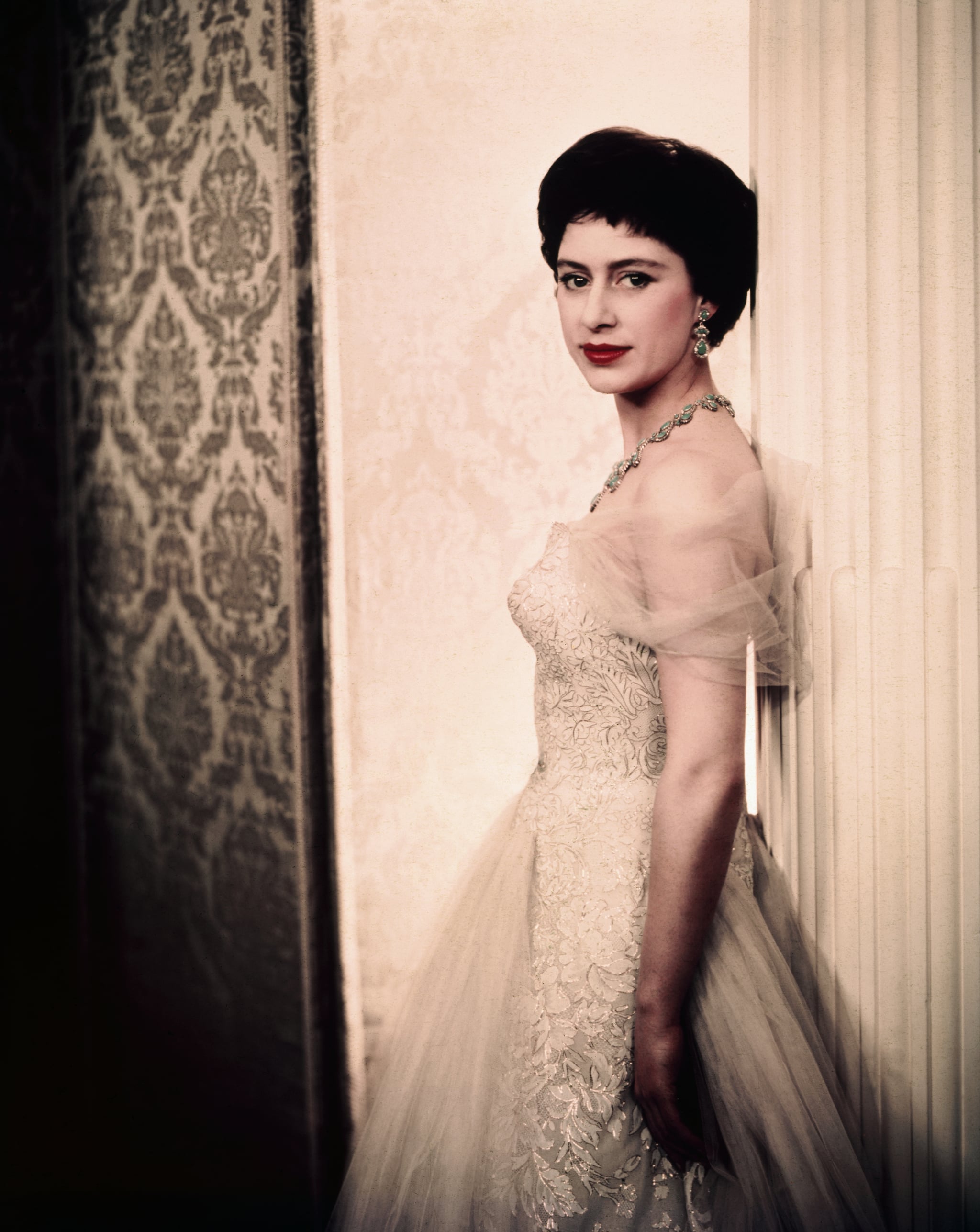 4/14/1958- Princess Margaret of England, closeup portrait for release. UPI colour slide.