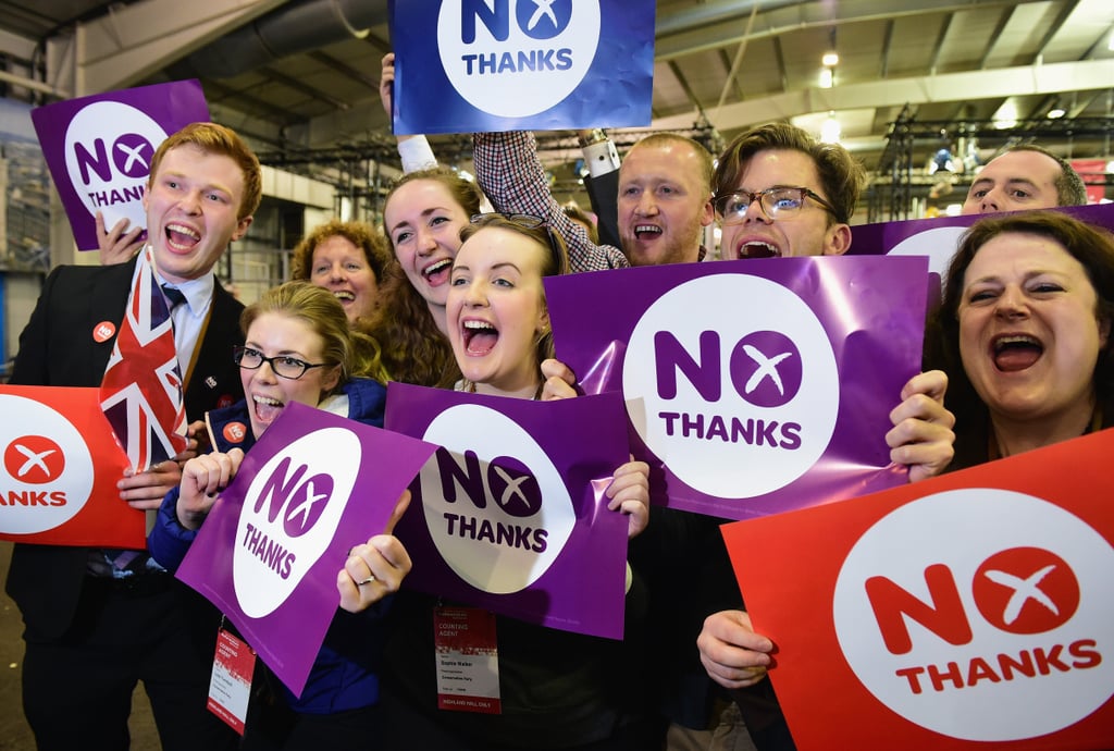"No" supporters rallied together when the announcement was made.