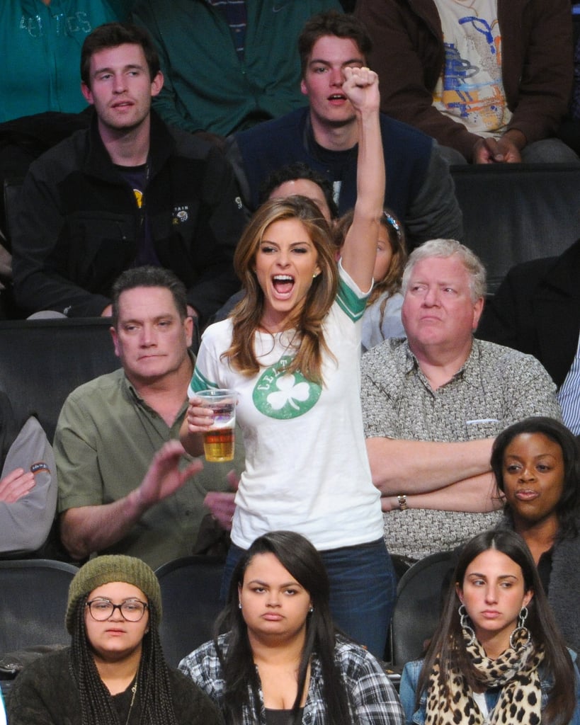 Boston native Maria Menounos cheered on her hometown team, the Celtics, in February 2013.