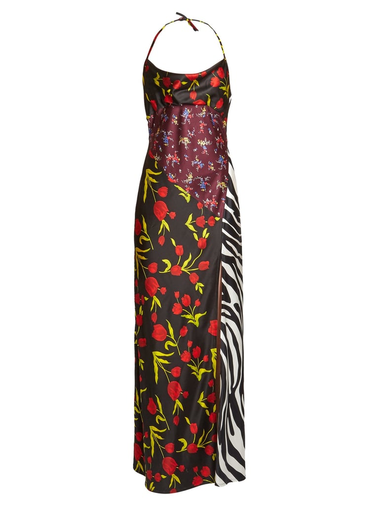 Attico Floral Print Halterneck Satin Dress
