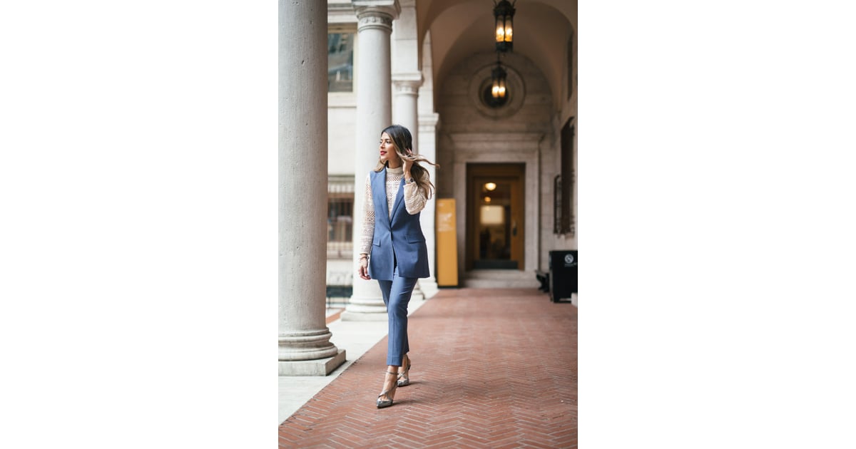 Layer a lace top under a pantsuit. It's so unexpected and creative