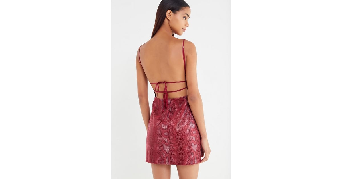 uo textured snake print mini dress