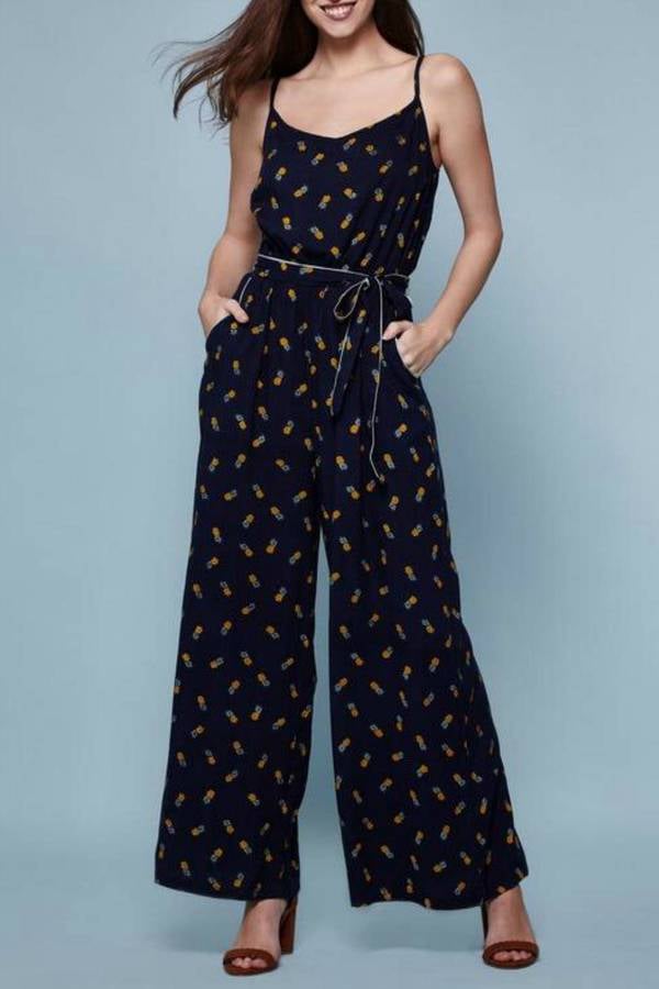 Everyone loves a good jumpsuit moment. This one is a classic cut with a fun twist thanks to the pineapple print.
Yumi Pineapple Jumpsuit ($125)