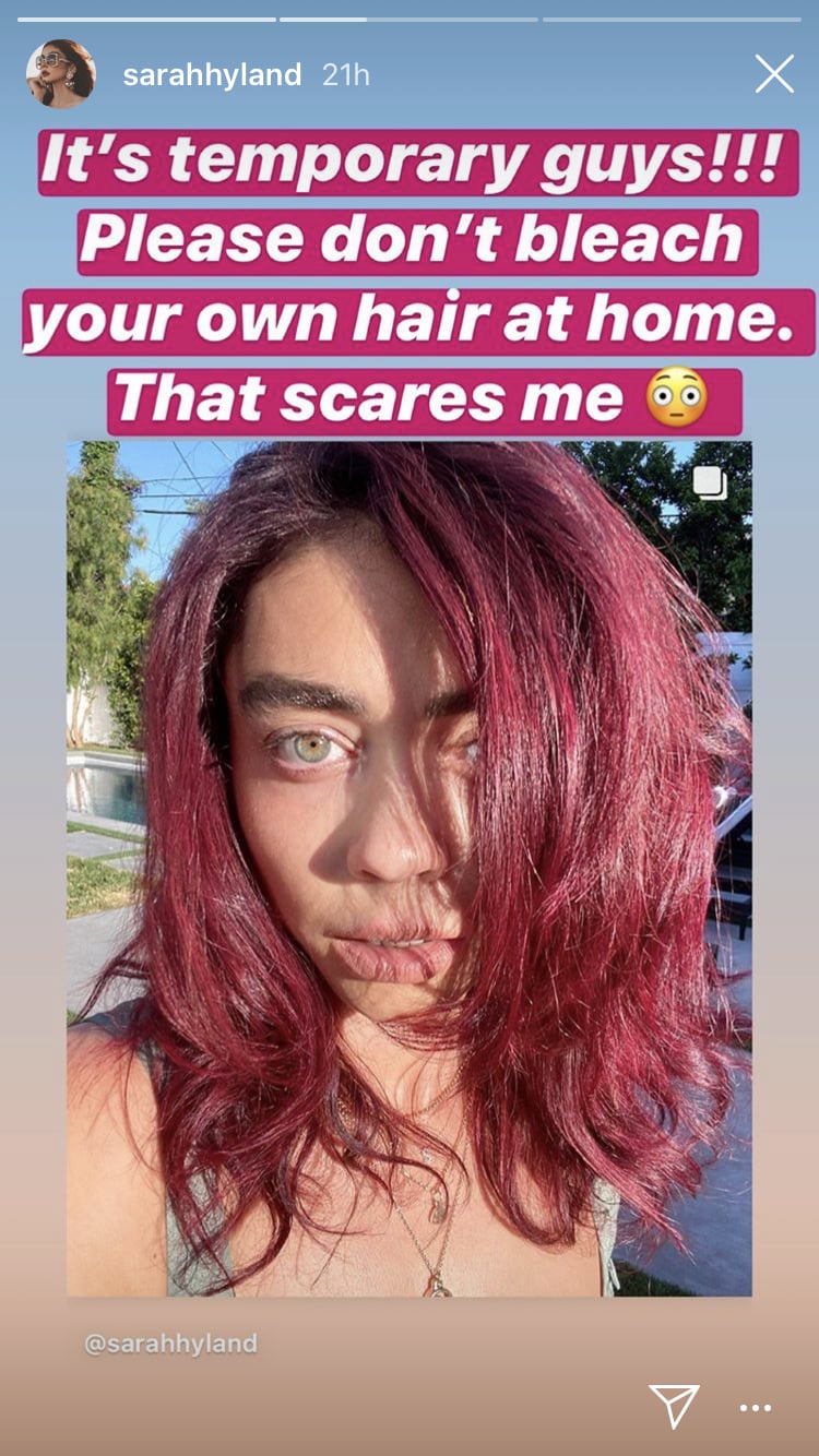 Makeup, Beauty, Hair & Skin | Sarah Hyland Dyed Her Hair Bright Cherry Red,  but That's Not the Color It Was Supposed to Be | POPSUGAR Beauty Photo 4
