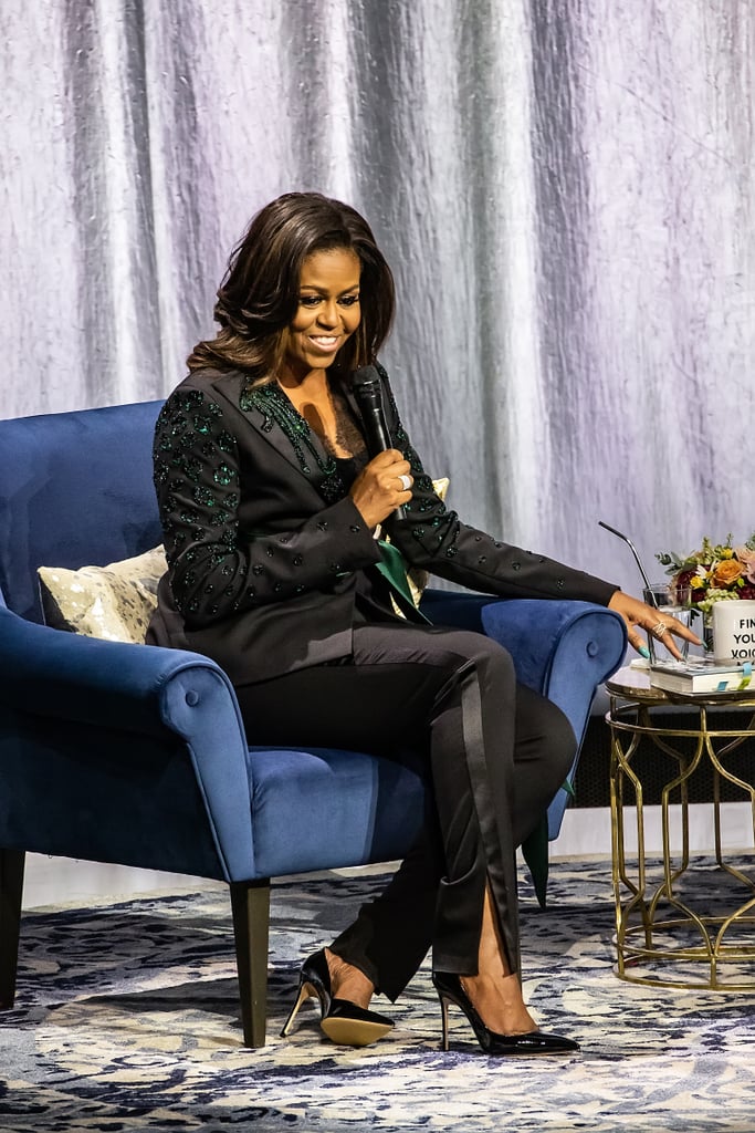 Michelle Obama Black Suit by Dundas on Becoming Tour