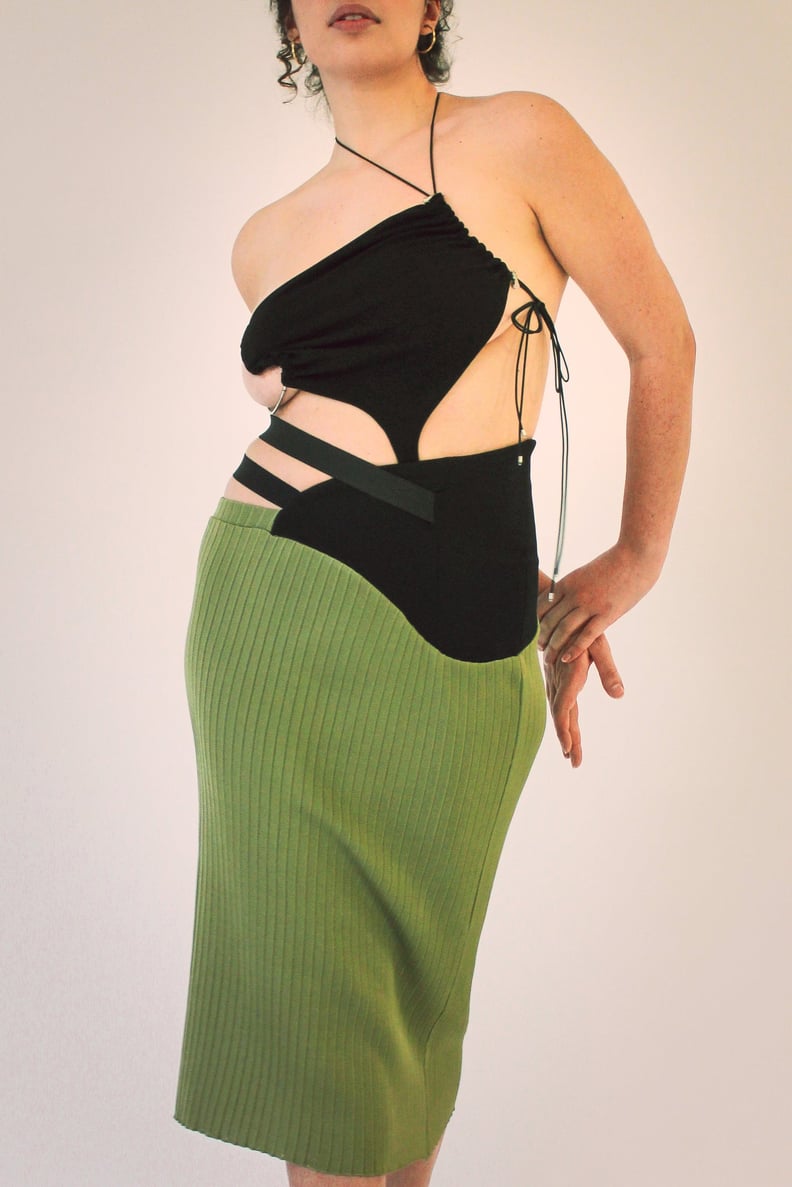 Karoline Vitto Wrapped Waist Olive Skirt