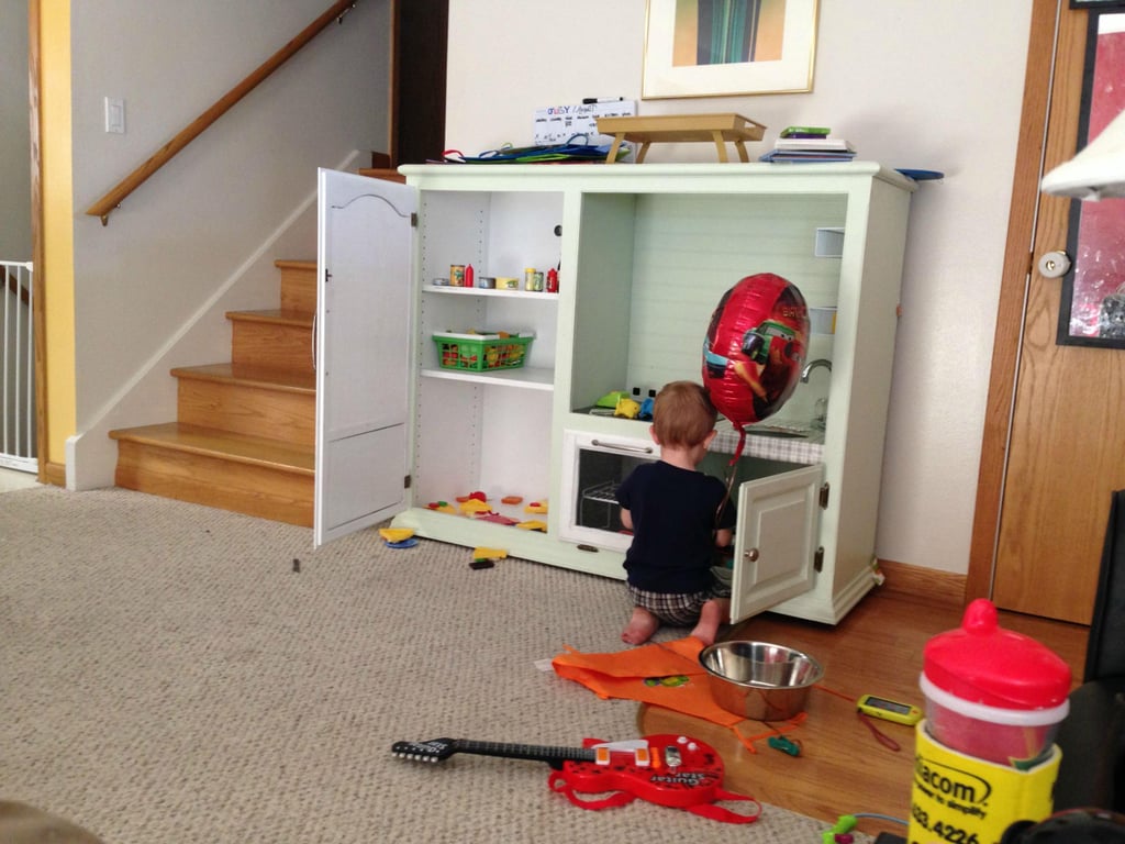 Their son loves it, and the fridge's shelves perfectly store books and toys.