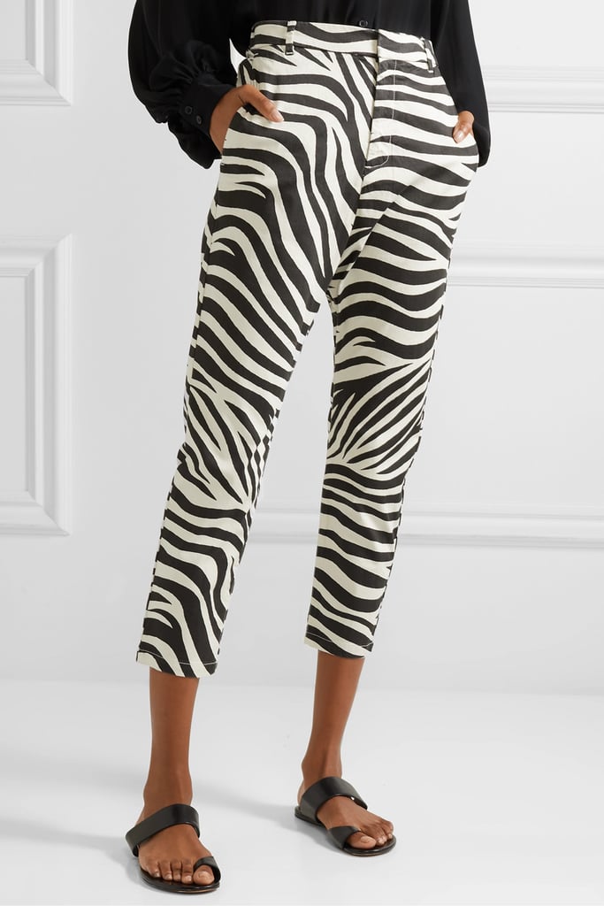 Nili Lotan Paris cropped zebra-print cotton-blend poplin pants