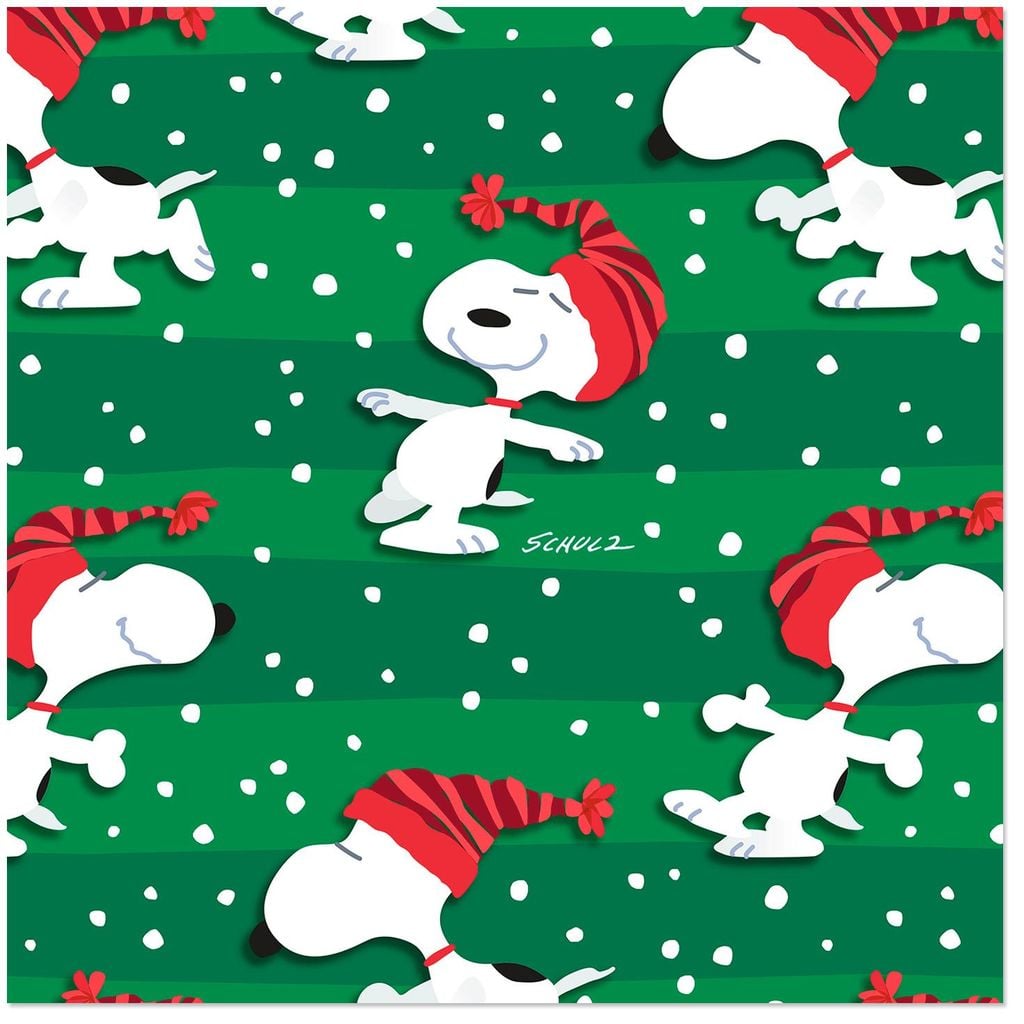 Peanuts Snoopy in Stocking Hat Christmas Wrapping Paper Roll