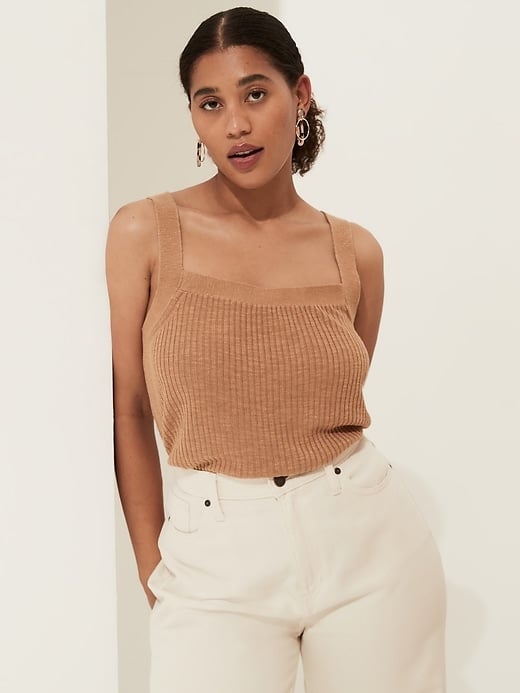 Linen-Blend Sweater Tank