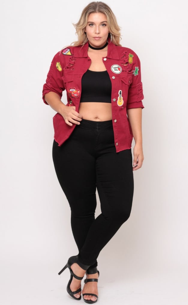 Curvy Sense Ripped Denim Jacket