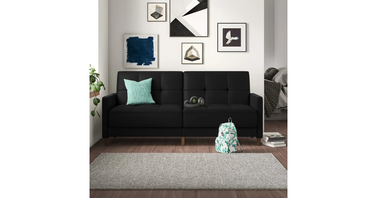 A Futon For Small Spaces Benitez Twin 76'' Wide Faux Leather Tufted