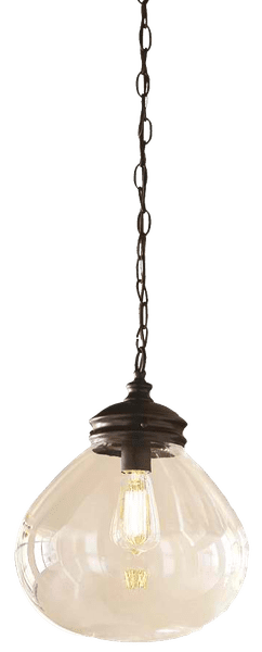 Allen + Roth Bristow 12-in Oil-Rubbed Bronze Single Clear Glass Pendant