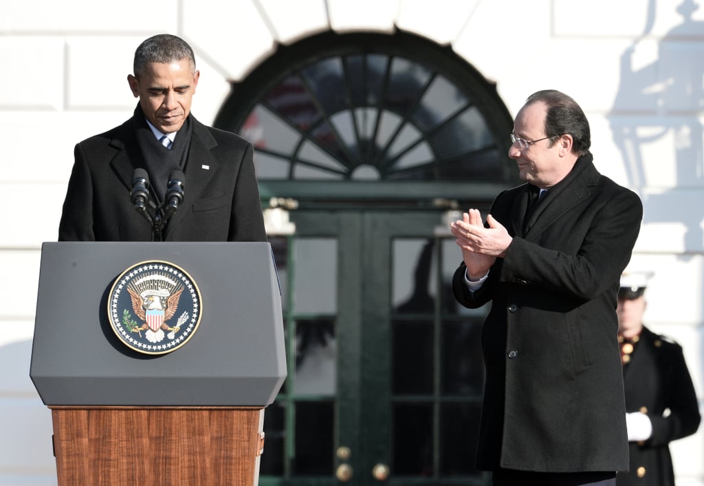 President Obama spoke, and President Hollande applauded.
